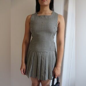 Vintage Italian Wool Black and White Checkered School Girl Dress